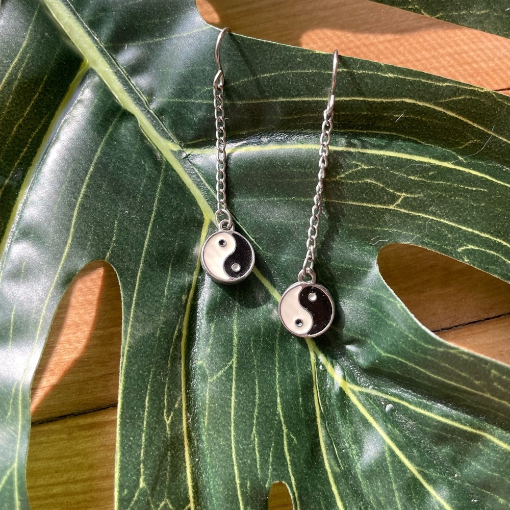 Yin Yang Silver Earrings